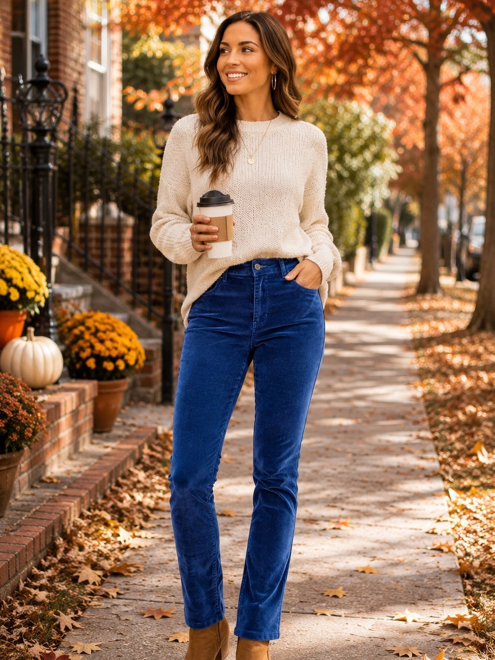 LOFT The Sutton Skinny Corduroy Pants Rich Blue size 8 Curvy
